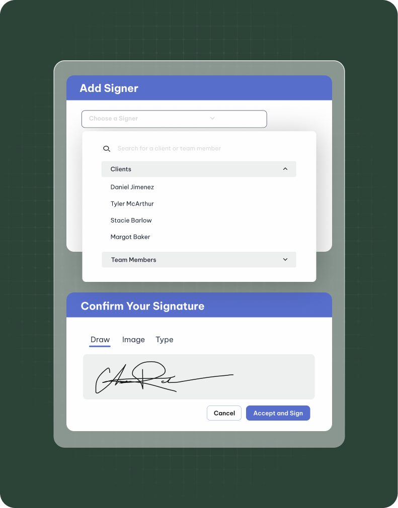 e-signature features